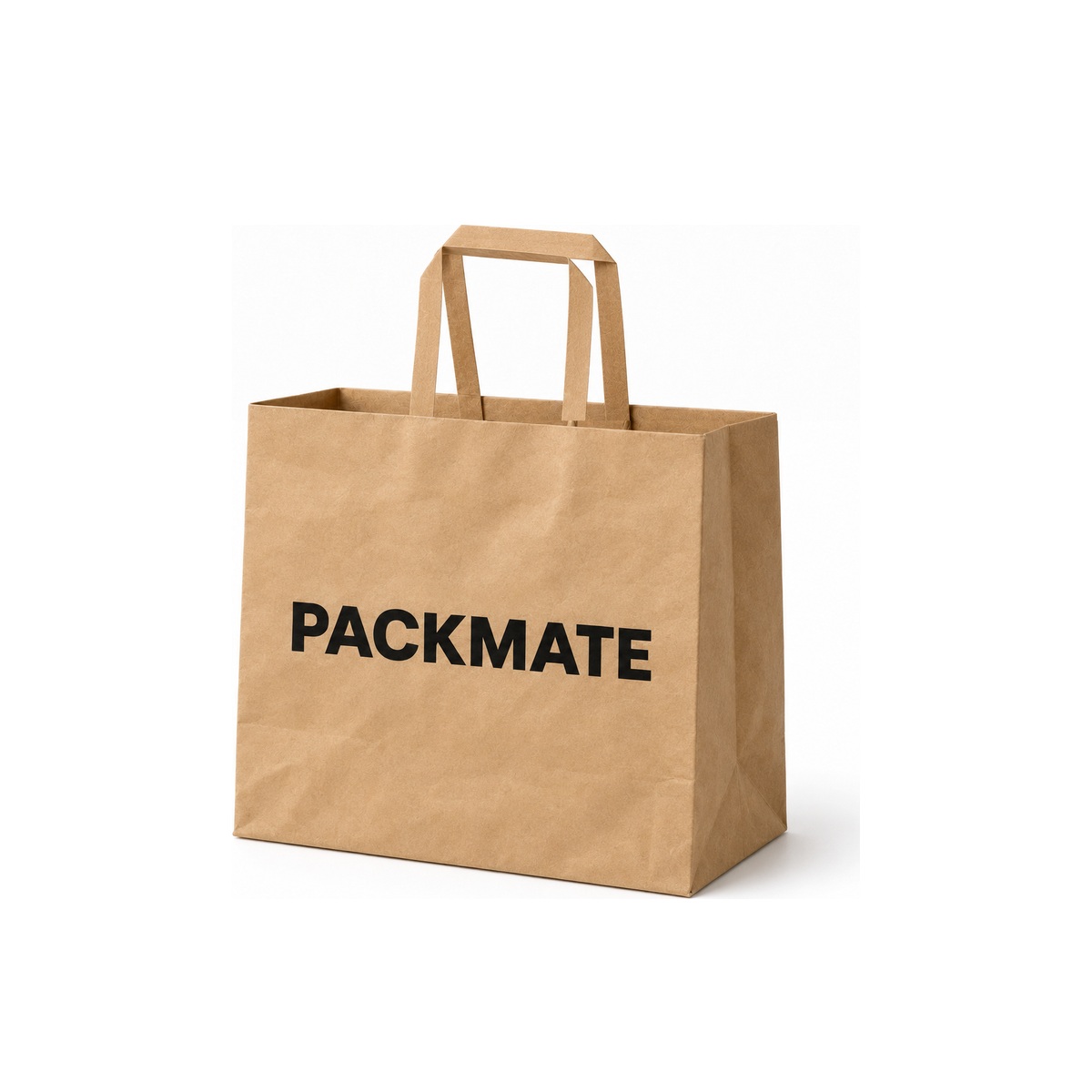 M near-square kraft paper bag with flat handle